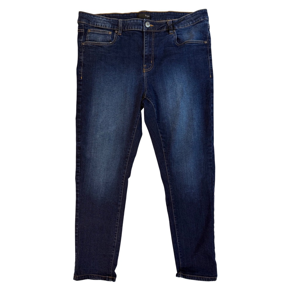 Hype Mens Dark Wash Slim Tapered Stretch Denim Jeans Size 40 Blue Trousers
